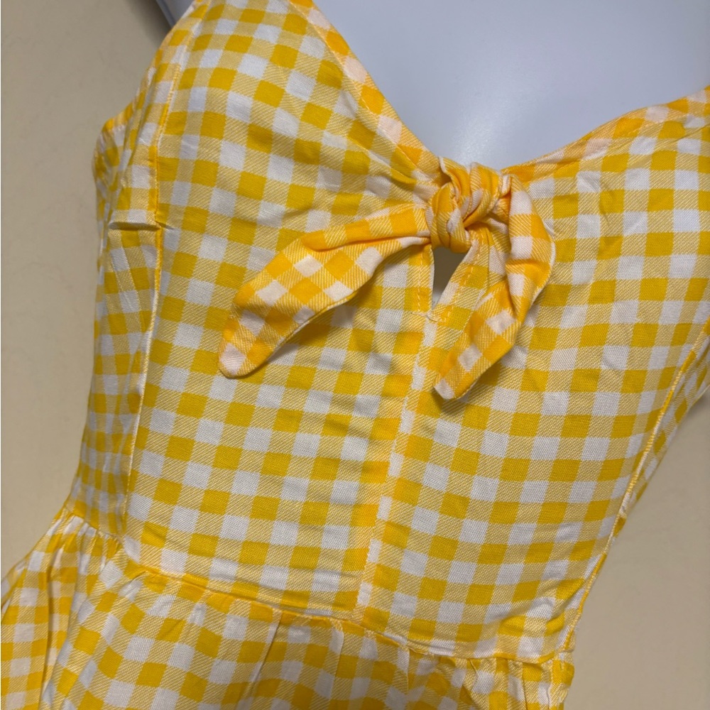 Yellow check spaghetti strap dress small